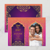 Bollywood Arabian Nights Save the Date Aankondigingskaart (Voorkant / Achterkant)