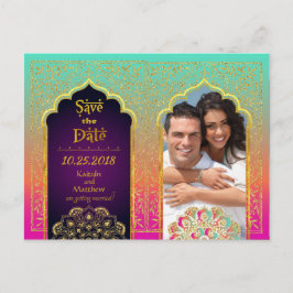 Bollywood Arabian Nights Save the Date Aankondigingskaart