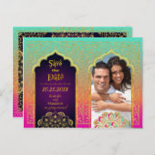 Bollywood Arabian Nights Save the Date Aankondigingskaart (Voorkant / Achterkant)