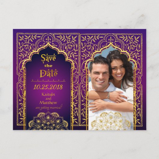 Bollywood Arabian Nights Save the Date Aankondigingskaart (Voorkant)