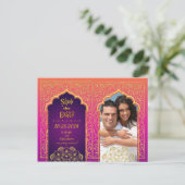 Bollywood Arabian Nights Save the Date Aankondigingskaart (Staand voorkant)