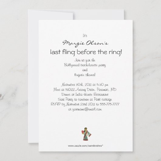 Bollywood Bachelorette Kaart (Achterkant)