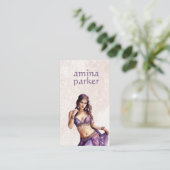 BOLLYWOOD HINDI BUIKDANSER WATERVERF PAARSE VISITEKAARTJE (Staand voorkant)