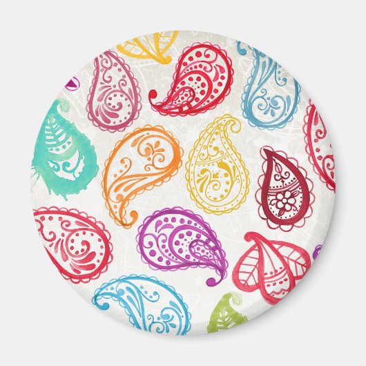 Bollywood Indian Paisley Trendy Rainbow Magnet (Voorkant)