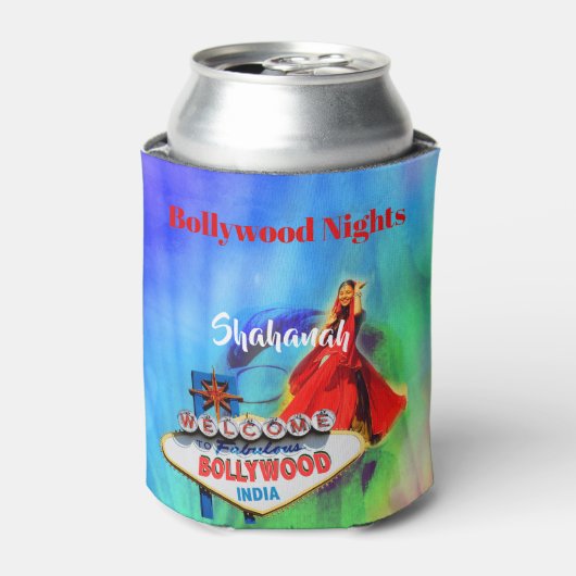 Bollywood Thema Indisch Kleurrijk Blikjeskoeler (Blikje Voorkant)