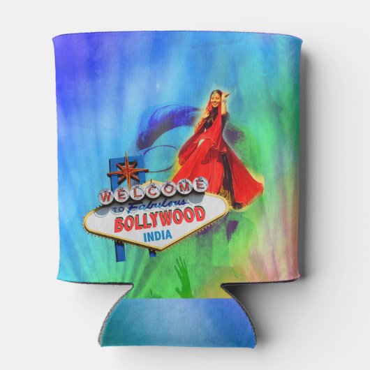 Bollywood Thema Indisch Kleurrijk Blikjeskoeler (Achterkant)