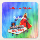 Bollywood Thema Indisch Kleurrijk Kartonnen Onderzetters (Voorkant)