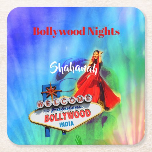 Bollywood Thema Indisch Kleurrijk Kartonnen Onderzetters (Voorkant)