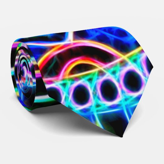 BOLO Mannen Neon Fractal Satin Power Stropdas (Opgerold)