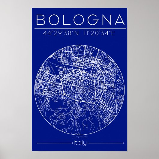 Bologna Blueprint Map Poster – Circular City Plan  (Voorkant)