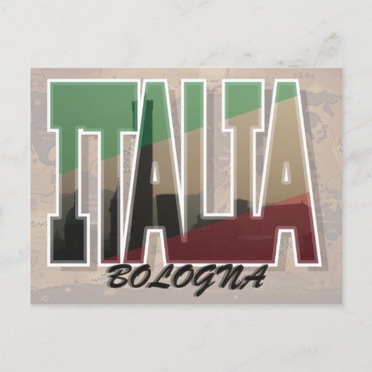 Bologna, Briefkaart van Italië (Voorkant)