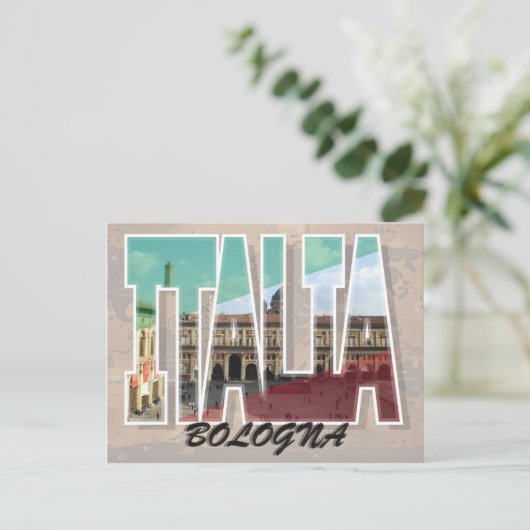 Bologna, Briefkaart van Italië (Staand voorkant)