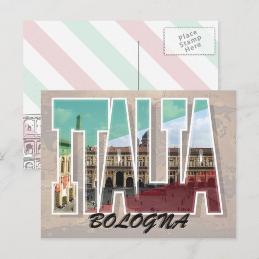 Bologna, Briefkaart van Italië (Voorkant / Achterkant)