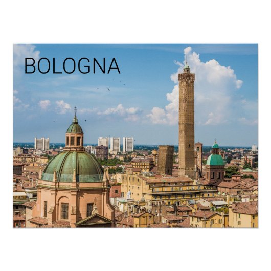 Bologna Emilia-Romagna Italië Panorama Souvenir Perfect Poster (Voorkant)
