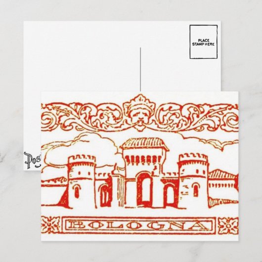 Bologna Italië antiek  kunst houtsnijwerk zegel Briefkaart (Voorkant / Achterkant)