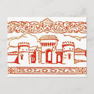 Bologna Italië antiek kunst houtsnijwerk zegel Briefkaart