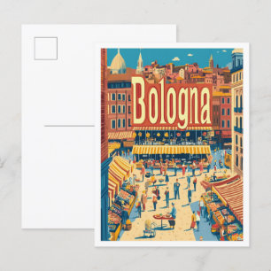Bologna Italië Art Vintage Travel Illustratie Briefkaart
