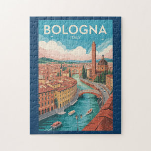 Bologna Italië Illustratie Reis Kunst Vintage Legpuzzel