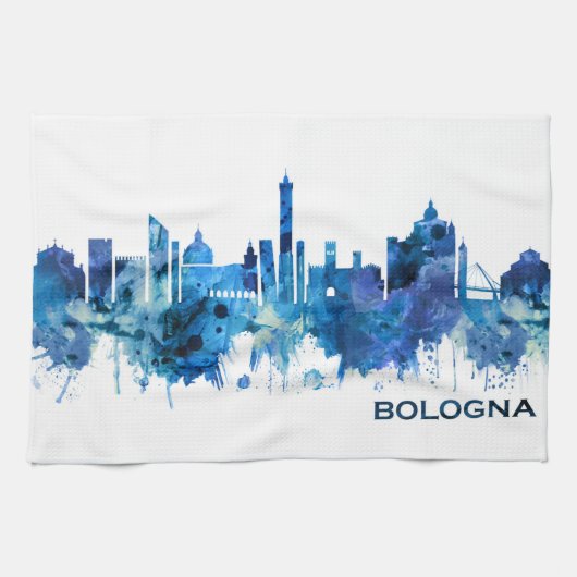 Bologna Italië Skyline Blue Theedoek (Horizontaal)