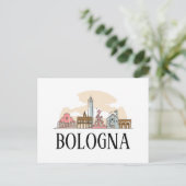 Bologna Italië Stad Silhouet Vintage Reizen Briefkaart (Staand voorkant)