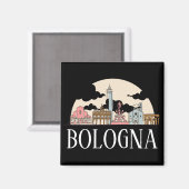 Bologna Italië Stad Silhouet Vintage Reizen Magneet (Voorkant / Achterkant)