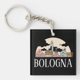 Bologna Italië Stad Silhouet Vintage Reizen Sleutelhanger