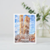 Bologna Italië Travel Place Waterverf Briefkaart (Staand voorkant)