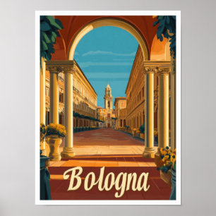 Bologna Italië Vintage Travel Illustratie Poster
