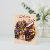 Bologna, Italië: Winkelen in de regen Briefkaart (Staand voorkant)