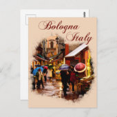 Bologna, Italië: Winkelen in de regen Briefkaart (Voorkant / Achterkant)