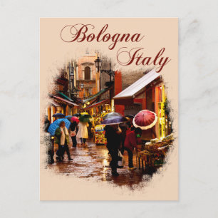 Bologna, Italië: Winkelen in de regen Briefkaart