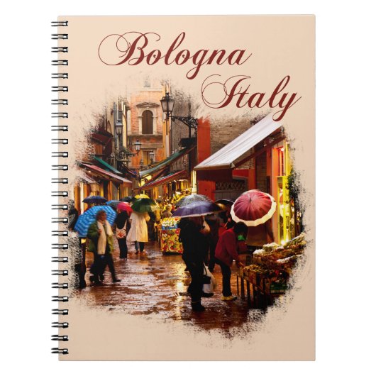 Bologna, Italië: Winkelen in de regen Notitieboek (Voorkant)