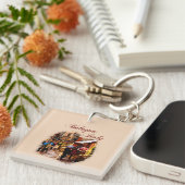 Bologna, Italië: Winkelen in de regen Sleutelhanger (Voorkant Rechts)