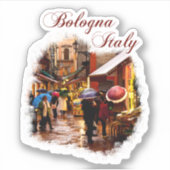 Bologna, Italië: Winkelen in de regen Sticker (Voorkant)