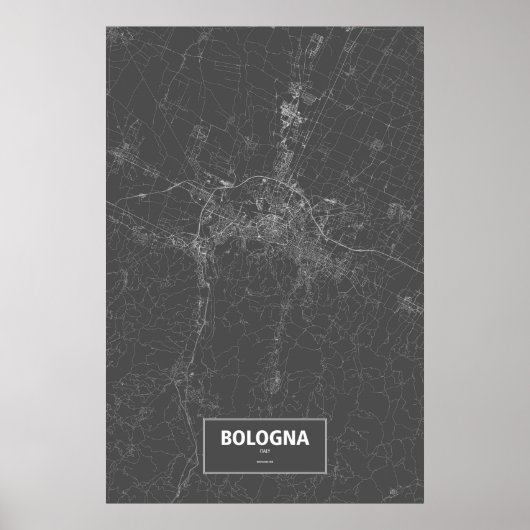 Bologna, Italië (wit op zwart) Poster (Voorkant)
