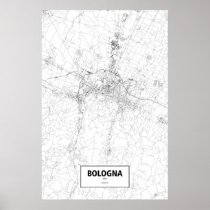 Bologna, Italië (zwart op wit) Poster