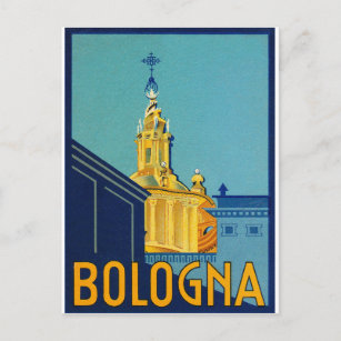 Bologna, stadsgebouwen, Italië, oldtimers Briefkaart
