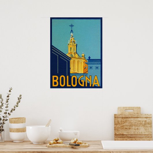 Bologna, stadsgebouwen, Italië, oldtimers Poster (Keuken)