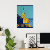 Bologna, stadsgebouwen, Italië, oldtimers Poster (Thuiskantoor)
