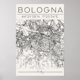 Bologna Stadsplattegrond Poster Modern Minimalisti