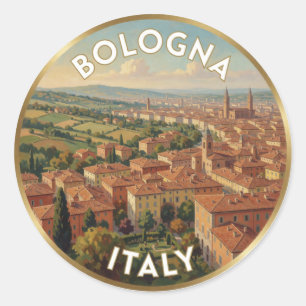 Bologna Terracotta Heuvels Italië Reis Scene Ronde Sticker