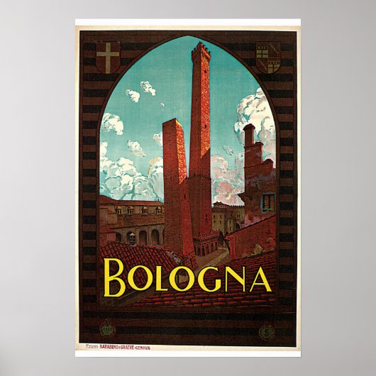 Bologna Vintage Travel Poster (Voorkant)