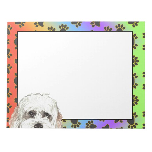 Bolognese kleurrijke hondenpawpatroon notitieblok (Voorkant)