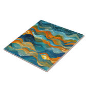 "Bolonia" Blauw Groen Sinaasappel golven Tegeltje (Zijkant)