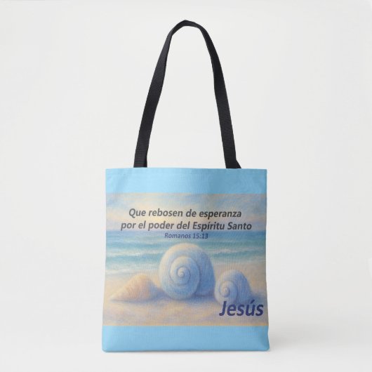 Bolsa caracolas de Mar con Versículo Romanos Tote Bag (Voorkant)