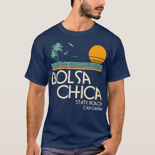 Bolsa Chica State Beach California Retro  T-shirt (Voorkant)