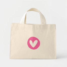 Bolsa com Design de Coração Rosa Mini Tote Bag