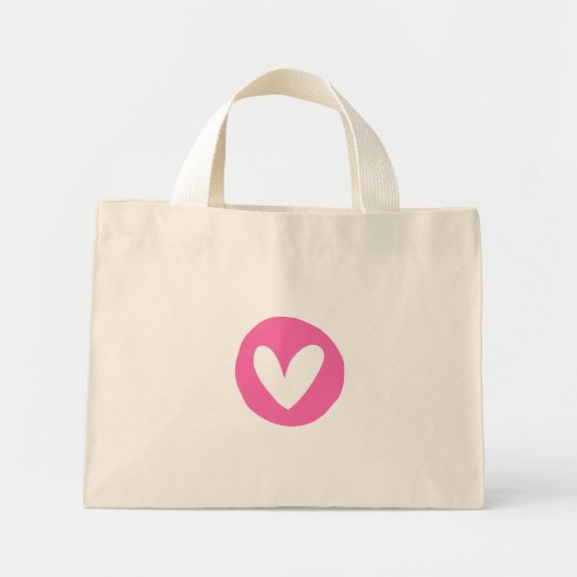 Bolsa com Design de Coração Rosa Mini Tote Bag (Voorkant)