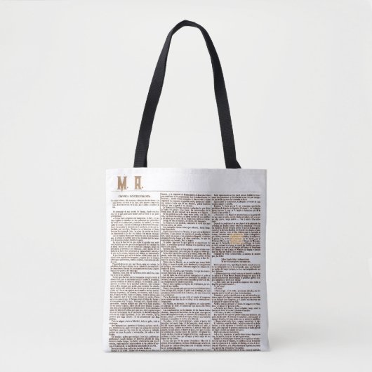 Bolsa con Monogram en Oud-Spaanse krantenpagina Tote Bag (Voorkant)