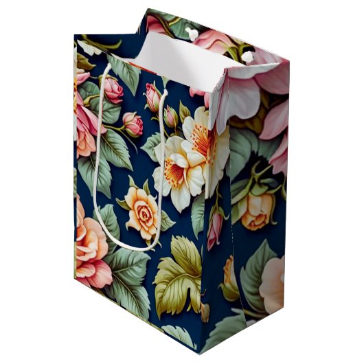 Bolsa de regalo con diseño de flores medium cadeauzakje (Voorkant Gekanteld)